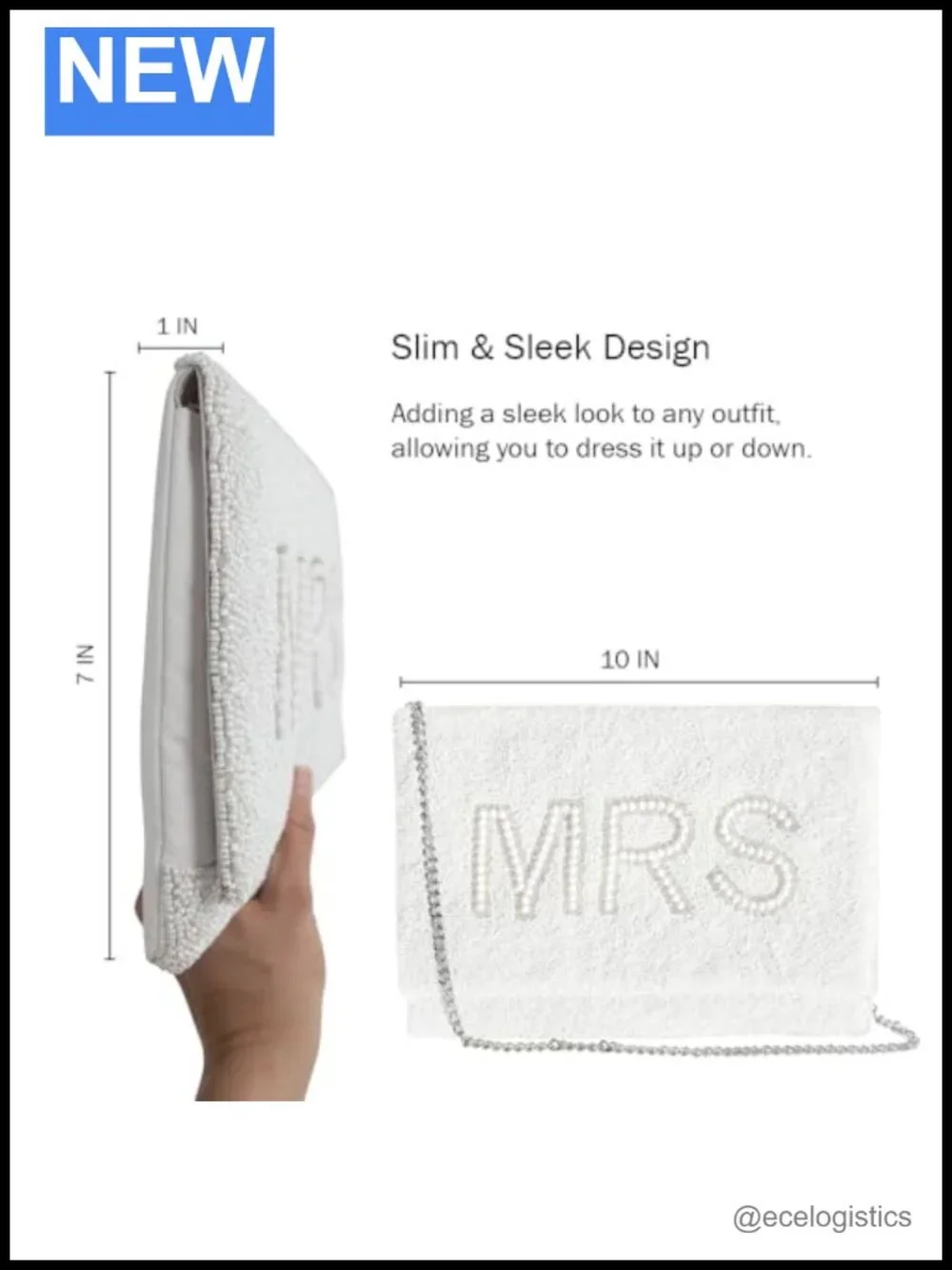 Beaded White Clutch Purse for Bride Wedding Bachelorette
